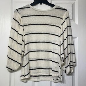 Lush poof arm knit top striped
